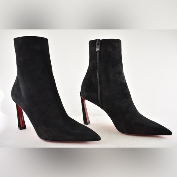 Christian Louboutin Condora Booty 85 Black Suede Pointed Toe Ankle Heel Boot 35 - Picture 4 of 14
